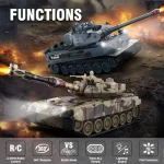 RC Tank Set 1/24 Scale with Realistic Sounds and Lights 2.4G Remote Control Spray Function Life Indicators Durable Plastic Cons 2