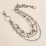 New Punk Rivets Pants Chain for Women Men Hip Hop Silver Color Multilayer Waist Chain Dress Jewelry Gothic Rock Accessories 3