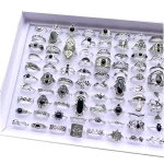 20Pcs Vintage Bohemia Black Rings Set For Women Men Mix Style Heart Love Flower Design Finger Jewelry Party Gifts 2