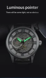LONGLUX automatic watch rome wholesale mechanical wristwatches waterproof hollow leather mens watch men gift 3