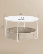 VASAGLE Coffee Table with Storage, Round Center Table for Living Room with Fabric Basket, Modern Style, Metal Frame 5