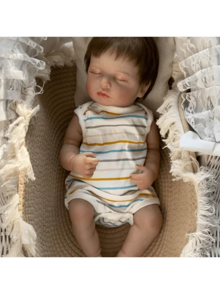 NPK 45CM Newborn Loulou Reborn Baby Doll Lifelike Asleep Soft Body Collectible High Quality Handmade with 3D Skin And Visible
