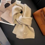 Knitted Scarf Women 100% Wool Winter Warm Scarves Bright Solid Color Design Thickened Shawl Soft Cashmere Pashmina Neck 2023 NEW 5
