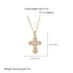 2025 New Gold color Cross Pendant Necklace (One Piece)  Religious  Style Jewelry Fashion Elegant Party Accessory 5