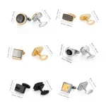 Luxury Cufflinks Man Shirt French Cufflinks For Mens Wedding Sleeve Button Square Cuff Button Men Cuff-link Tie Clip Gold-plated 4