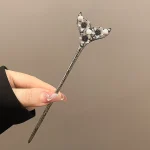 Elegant Flower Hair Sticks Forks Alloy Hair Clips Beads Chain Pendant Headpieces Women Retro Chinese Hair Jewelry Accessories 5