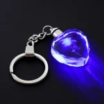 Fashion Colorful Fairy Rose Flower Pattern Love Shape Crystal Rhinestone LED Light keychain Lover Key Chain Keyring Jewelry 3