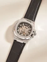 LONGLUX automatic mechanical watch outdoors simple luxury watches waterproof cheap wholesale skeleton leather mens watch gift 2