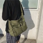 Women's School Messenger Bags For Women Shoulder Ladies Designer Handbag Solid Large Capacity Casual Canvas Shoulder Female Bags 6