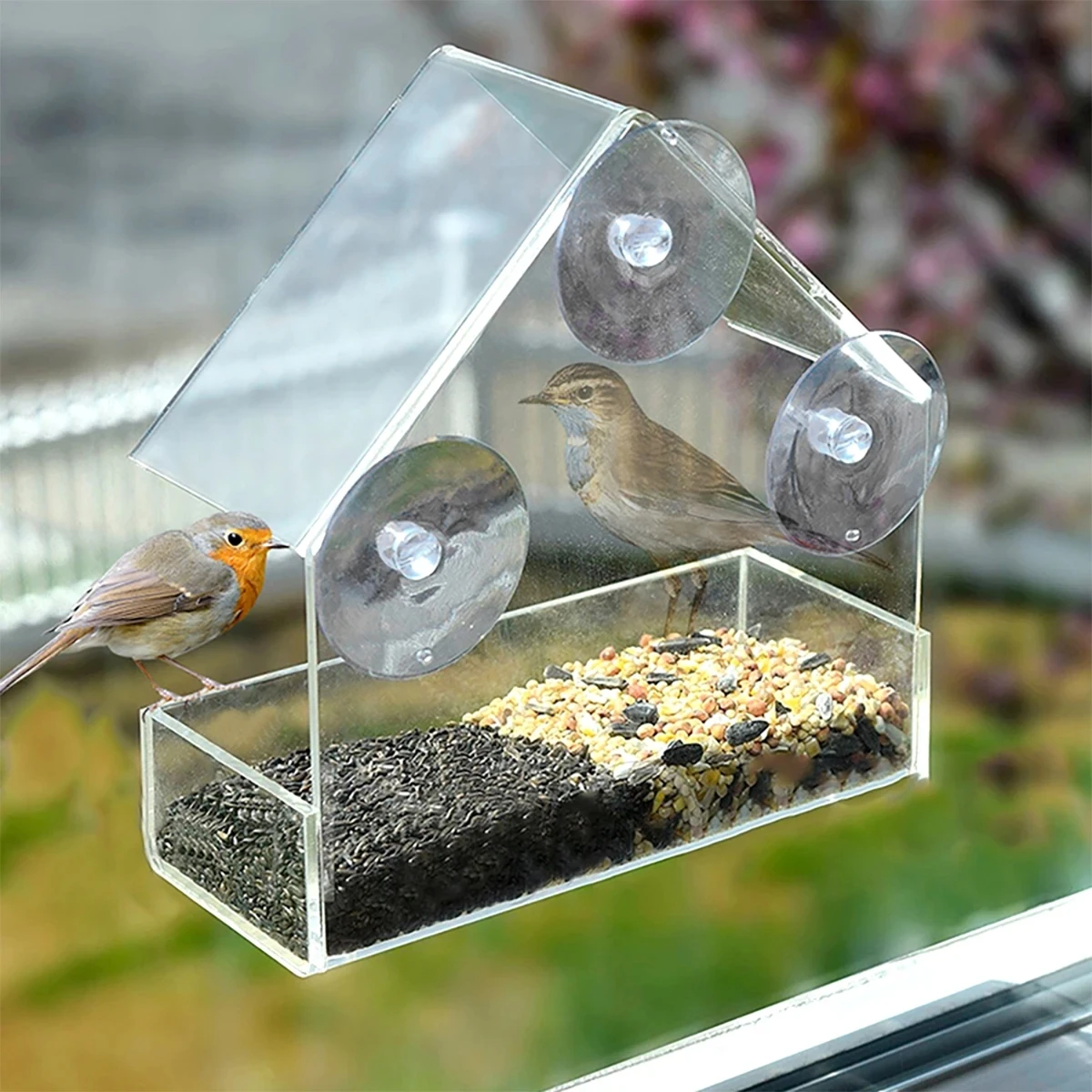 House Transparent Window Wild Bird Feeder Outdoor Removable Suction Cups Sliding Automatic Birds Feed Tray for Garden Patio Yard House Transparent Window Wild Bird Feeder Outdoor Removable Suction Cups Sliding Automatic Birds Feed Tray for Garden Patio Yard