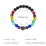 2pcs 7 Chakra Bracelet with Meaning Cardfor Men Women Natural Crystal Healing Anxiety Jewellery Mandala Yoga Bracelet Gift 6