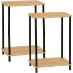 Bedside table 2-piece set, 2-tier small side table for small spaces, industrial end table, bedside table with storage shelves 2