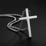 New Stainless Steel Cross Pendant Necklace for Men Women Minimalist Jewelry Male Female Necklaces Chokers Silver Color 2