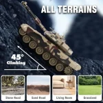 RC Tank Set 1/24 Scale with Realistic Sounds and Lights 2.4G Remote Control Spray Function Life Indicators Durable Plastic Cons 5