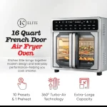 Kitchen Elite 16 Quart French Door Air Fryer Oven Family Size Countertop Convection Cooker with LED Display Stainless Steel Ide 3