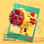 Light-Up Bubble Gun - 29-Hole Gatling Blaster for Boys & Girls 6-14 Years Old (Battery & Bubble Liquid Not Included) 6