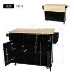Rolling Kitchen Island with Drop Leaf, Kitchen Cart on Wheels with 3 Drawers and 2 Cabinets, Wood Portable Trolley, Customized 2