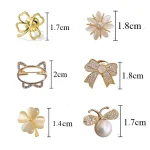 Fashion Brooch Set Flower Bow Brooches for Women Metal Anti-glare Lapel Pin Fixed Clothes Pins Sweater Coat Clothing Accessories 4