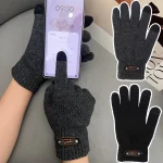 Knitted Touch-screen Gloves Children's Winter Cycling Cold-proof Double-layer Thick Gloves Students Outdoor Warm Cotton Gloves 2