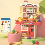 Children Play House Toy Simulation Kitchen Table with Sound Kids Role Play Kitchen Utensils for Girl Cooking Educational Toy Set 6