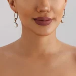 Fashion Metal Pearl U-Shaped Drop Earrings for Women Minimalist Silver Color Asymmetric Square Ear Buckle Jewelry Party Gifts 2