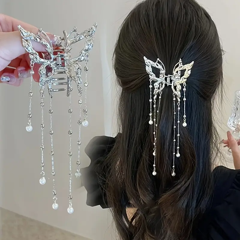 AWAYTR Shark Crab Clips Girls Hairpin Hair Accessories Korean Women Simple Hair Claw Clip Butterfly Pearl Tassel Hair Clip AWAYTR Shark Crab Clips Girls Hairpin Hair Accessories Korean Women Simple Hair Claw Clip Butterfly Pearl Tassel Hair Clip