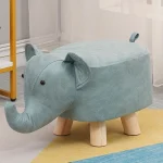 1 Elephant Stool Children's Animal Stool Cute and Creative Elephant Stool Solid Wood Technology Cloth Perfect for Living Room 6