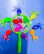 Children's Water Toy Soft Rubber Marine Life Buoy Goldfish Net Fishing Model Swimming Bathtub Holiday Gift
