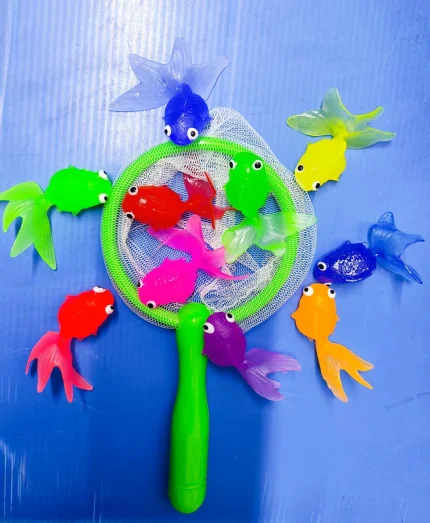 Children's Water Toy Soft Rubber Marine Life Buoy Goldfish Net Fishing Model Swimming Bathtub Holiday Gift