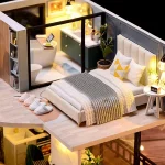 Doll House Kit 3D Wooden Mini DollHouse Assembly Building with Furniture Kit Toys Children's Birthday Gift 3D Puzzle Handmade 3