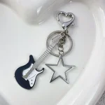 ZAKOL Y2k Guitar Love Heart Key Chain for Men Women Cool Pentagram Pendant Fashion Rock Punk Accessories Gift 6