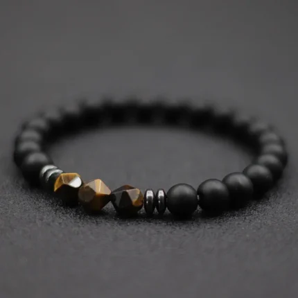 Fashion Mens Bracelet Black Onyx Stone Braclet Irregular Natural Tiger Eyes Sodalite Beaded Braslet Pulsera Hombre Accessories