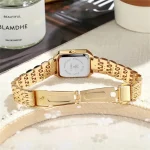 2025 Fashion Women's Quartz Watch Simple Square Silver Gold Gold Plated Women's Watch Corporate Alloy Folding Clock Holiday Gift 5