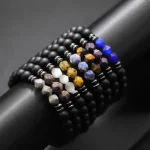 Fashion Mens Bracelet Black Onyx Stone Braclet Irregular Natural Tiger Eyes Sodalite Beaded Braslet Pulsera Hombre Accessories 2
