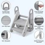 Foldable Toddler Step Stool for Bathroom Sink, Adjustable 3 Steps Ladder for Toddlers with Handles, Folding Nursery Step Stool 5