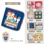 Montessori Busy Book Baby Early Education Book，Puzzle Toy, Animal Cognitive Fabric Book, Repeated Paste Book & Sensory toys 2