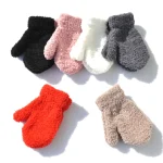 1-4years Kids Winter Warm Knitted Mittens Baby Girls Baby Boys Velvet Thick Gloves Dropshipping KF197 3