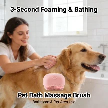 Pet Massage Brush Shampoo Dispenser Soft Silicone Brush Rubber Bristle for Dogs and Cats Shower Grooming Tool