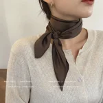 Luxury Solid 70*70cm Silk Square Scarf Women Soft Satin Hairband Neckerchief Tie Female Headband Foulard Bag Ribbon Gift 2