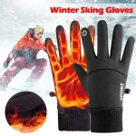 Black Winter Warm Full Fingers Waterproof Cycling Outdoor Sports Running Motorcycle Ski Touch Screen Fleece Gloves Snow Gloves 3
