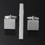 Classic men's French shirt cufflinks tie clips sets Laser metal drawing cuffs button clips business suit accessories wholesale 2