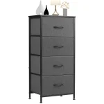 JHK Dresser For Bedroom With 4 Fabric Drawers Nightstand Wardrobe Steel Frame Closet For Clothes Storage Cabinet Of Furniture 6
