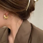 Stainless Steel Smooth Metal Chunky Hoop Earrings For Women Girls Fashion Round Circle Hoops Statement Earrings Punk Jewelry 3