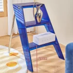 Japanese Style Acrylic Step Ladders Foldable 3-Step Ladder Stool Multifunctional Storage A-Frame Ladder Portable Home Decor Rack