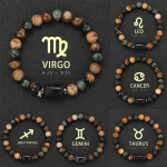12 Zodiac Bracelets Natural Stone Cancer Virgo Leo Libra Bracelet Couples Friendship Gifts Bracelets jewelry pulsera hombre