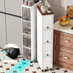 Slim Cabinet 20cm Wide Rolling Storage 2-6 Tiers Large Capacity Space-Saving Heavy-Duty for Kitchen Living Room Bedroom 6