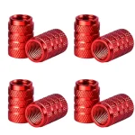DSYCAR 4Pcs Silver Car Tire Valve Stems Cap Knurling Style Tire Valve Cap Aluminum Tire Wheel Stem Air Valve Cap for US Schrader 3