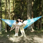 Portable Outdoor Garden Hammocks Quick Open Parachute Cloth Double Travel Camping Sleeping Hanging Hammock Swing Nature Hike 3