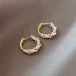 2024 Korean New Simple Temperament Circle Pearl Earrings Fashion Small Versatile Earrings Women's Jewelry 4