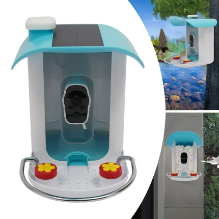 Bird Feeder with Camera & Solar Panel AI Bird Identification – Watch Birds Live from Your Phone in Backyard